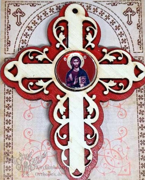 Lasergravur - Autospiegel - Rückspiegel Anhänger Orthodoxes Kreuz