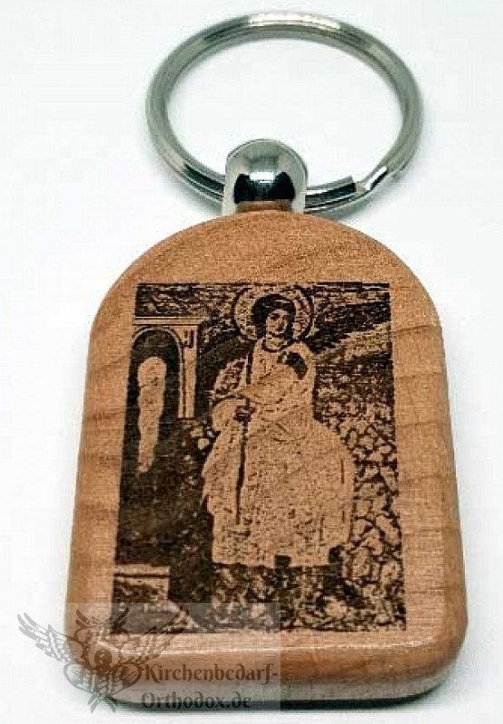 Schlüsselanhänger aus Holz mit Ikone - Der weiße Engel von Mileseva - Beli Andjeo